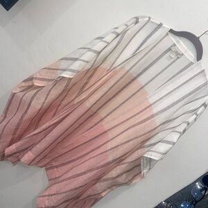 LOFT open front cardigan , pink, cream and black one size